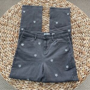 Coldwater Creek Embroidered Snowflake Straight Leg Jean